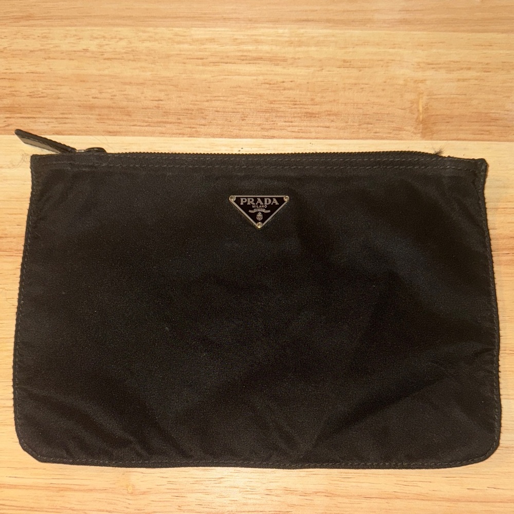 Prada flat cosmetic bag toiletry case card wallet coin purse pouch